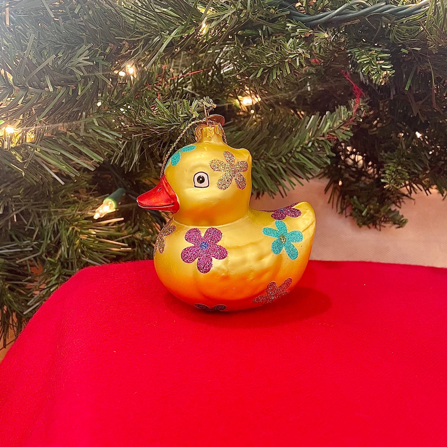 Duck Ornaments for Christmas Tree, Hand Painted Glass Duck Ornament, Rubber Duck Christmas Ornament for Christmas Tree, Duck Christmas Decorations, Christmas Rubber Duck