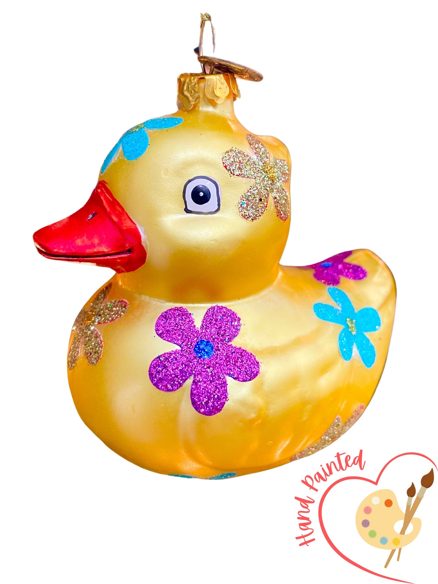 Duck Ornaments for Christmas Tree, Hand Painted Glass Duck Ornament, Rubber Duck Christmas Ornament for Christmas Tree, Duck Christmas Decorations, Christmas Rubber Duck