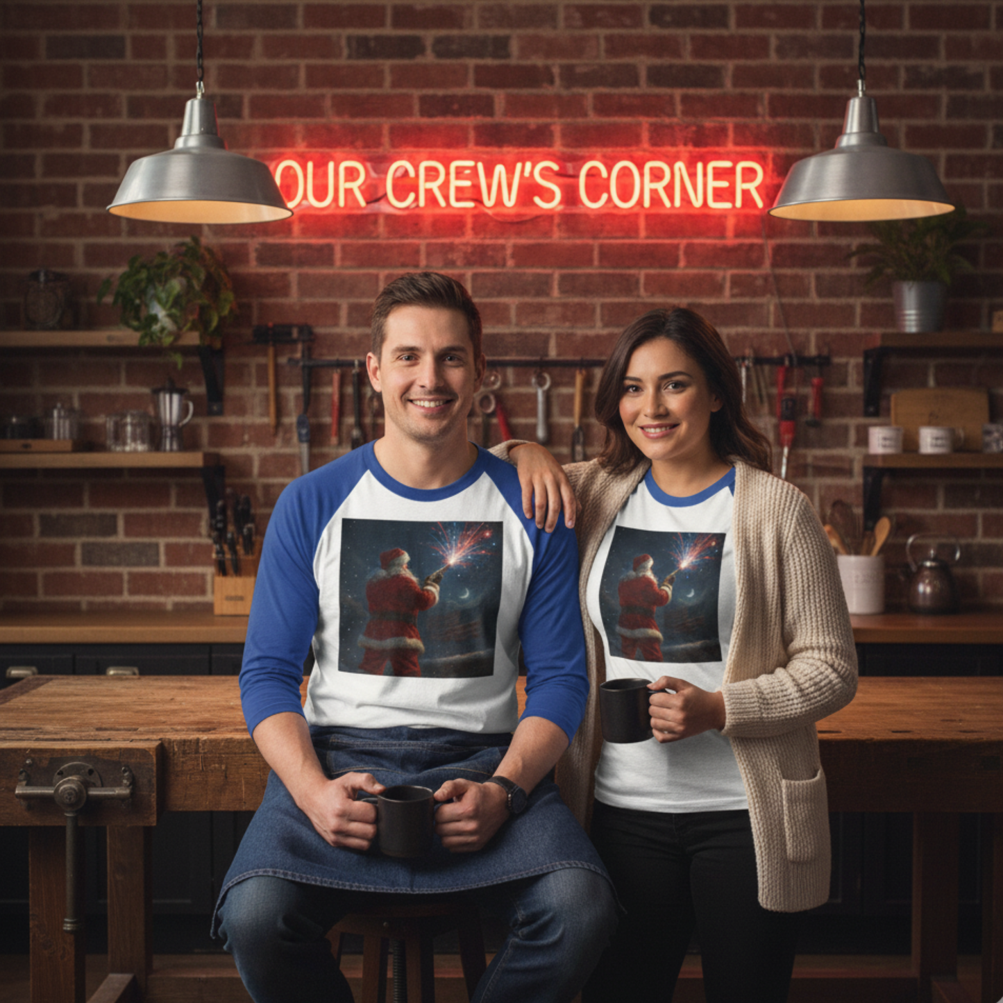 Stars & Stripes Santa Baseball Raglan – Patriotic Christmas 3/4 Sleeve Shirt, Unisex Holiday Tee