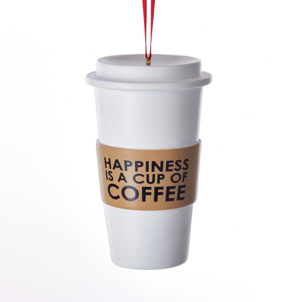 Kurt Adler Resin Happiness is a Cup of Coffee Christmas Tree Ornament