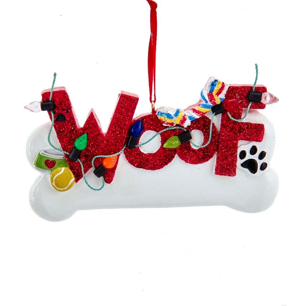 Woof Dog Bone Christmas Tree Ornament A1978