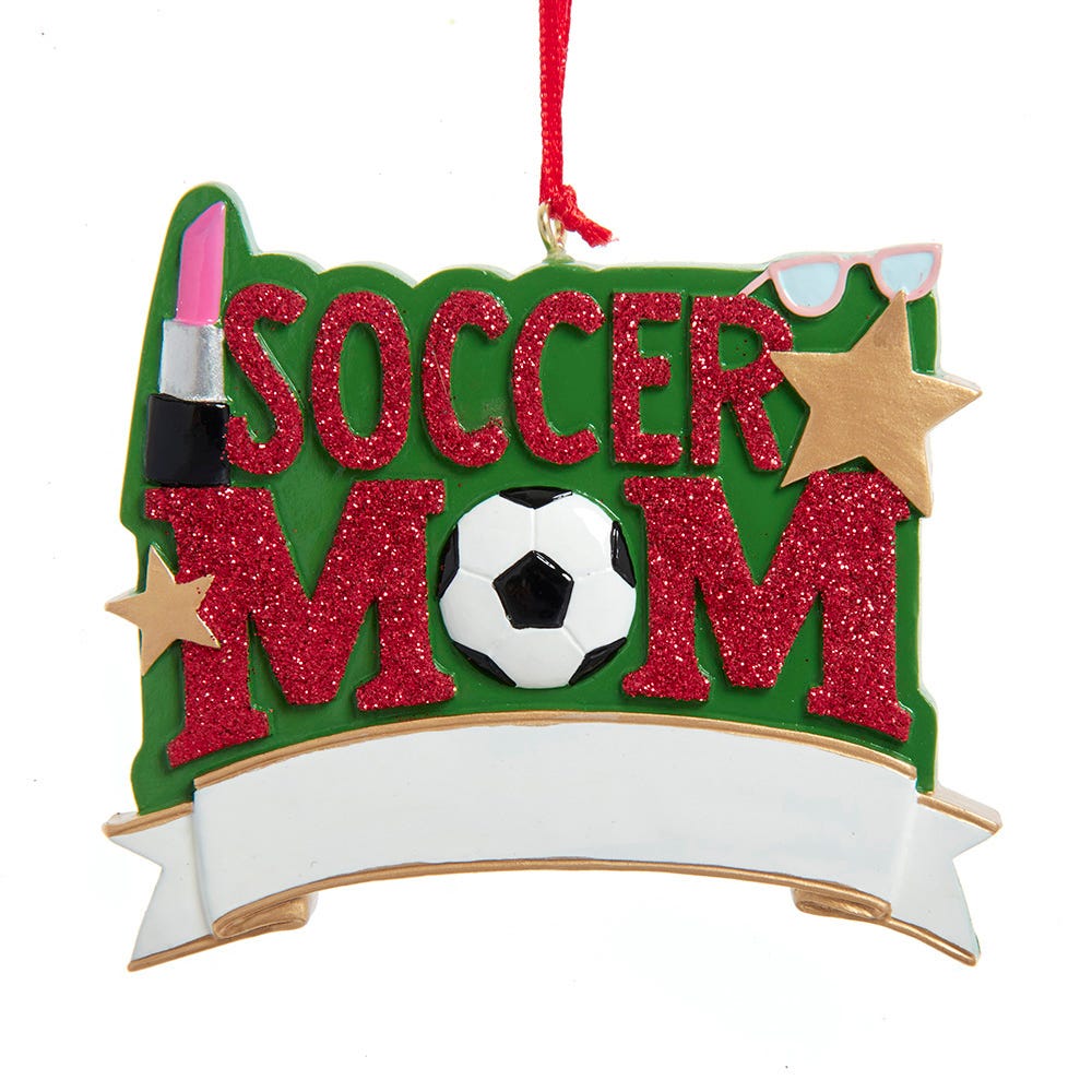 Kurt S. Adler Soccer Mom Holiday Red and Green 2.75 Inch Resin Hanging Ornament