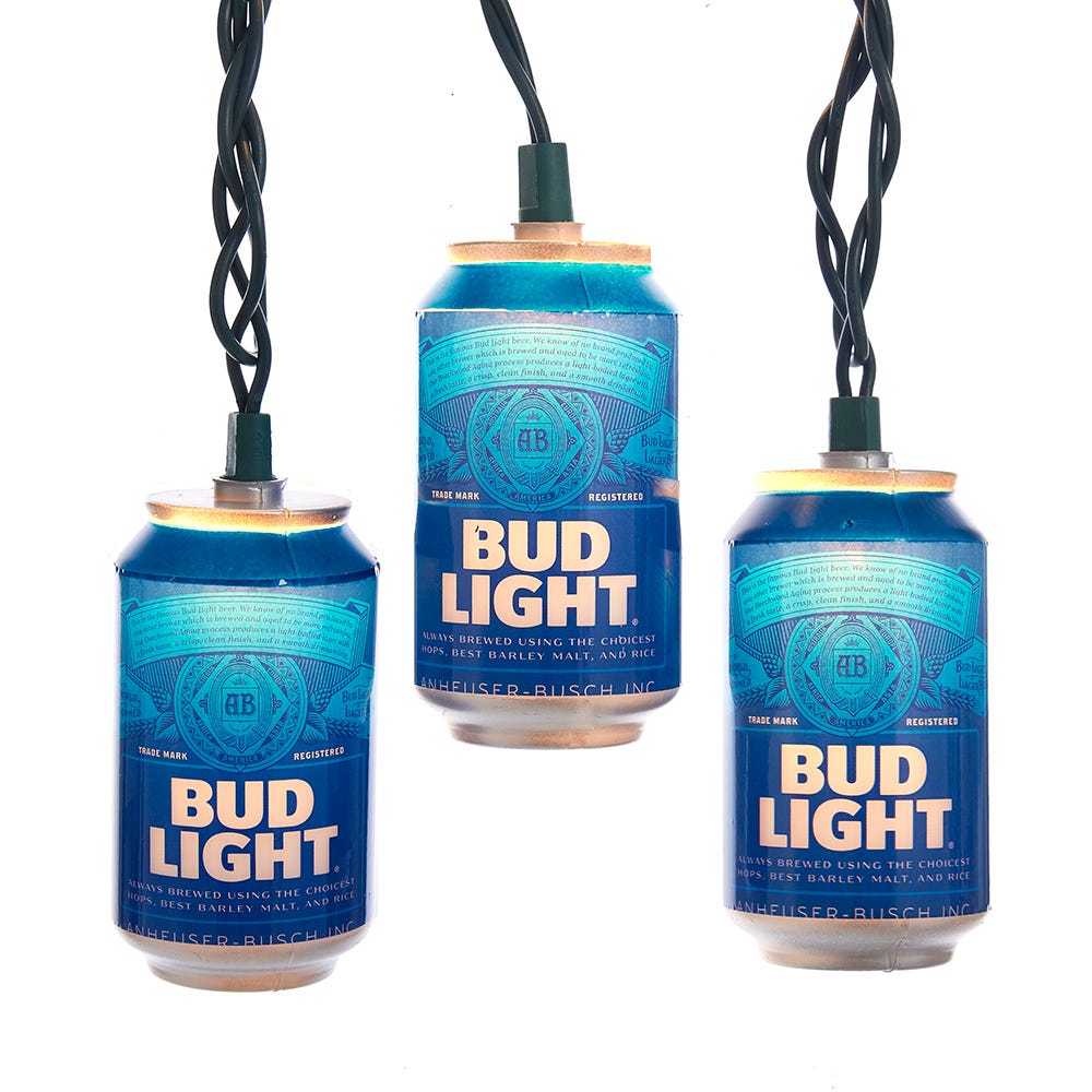 Kurt Adler 10-Light Bud Light Beer Can Light Set
