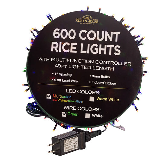 600-Light 49 ft Multi-Color LED Rice Light Set | Kurt Adler