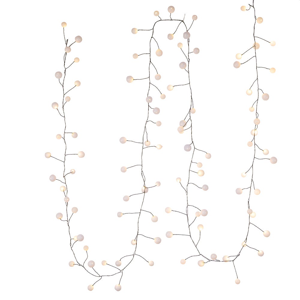 100-Light 8 ft Warm White LED Bead Cluster Garland | Kurt Adler