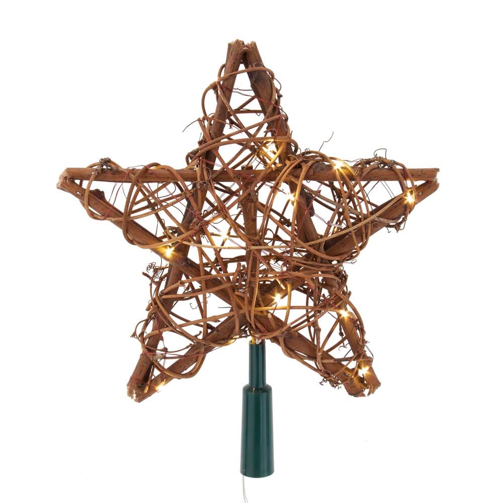 10-Inch 20-Light Natural Rattan Star LED Treetop