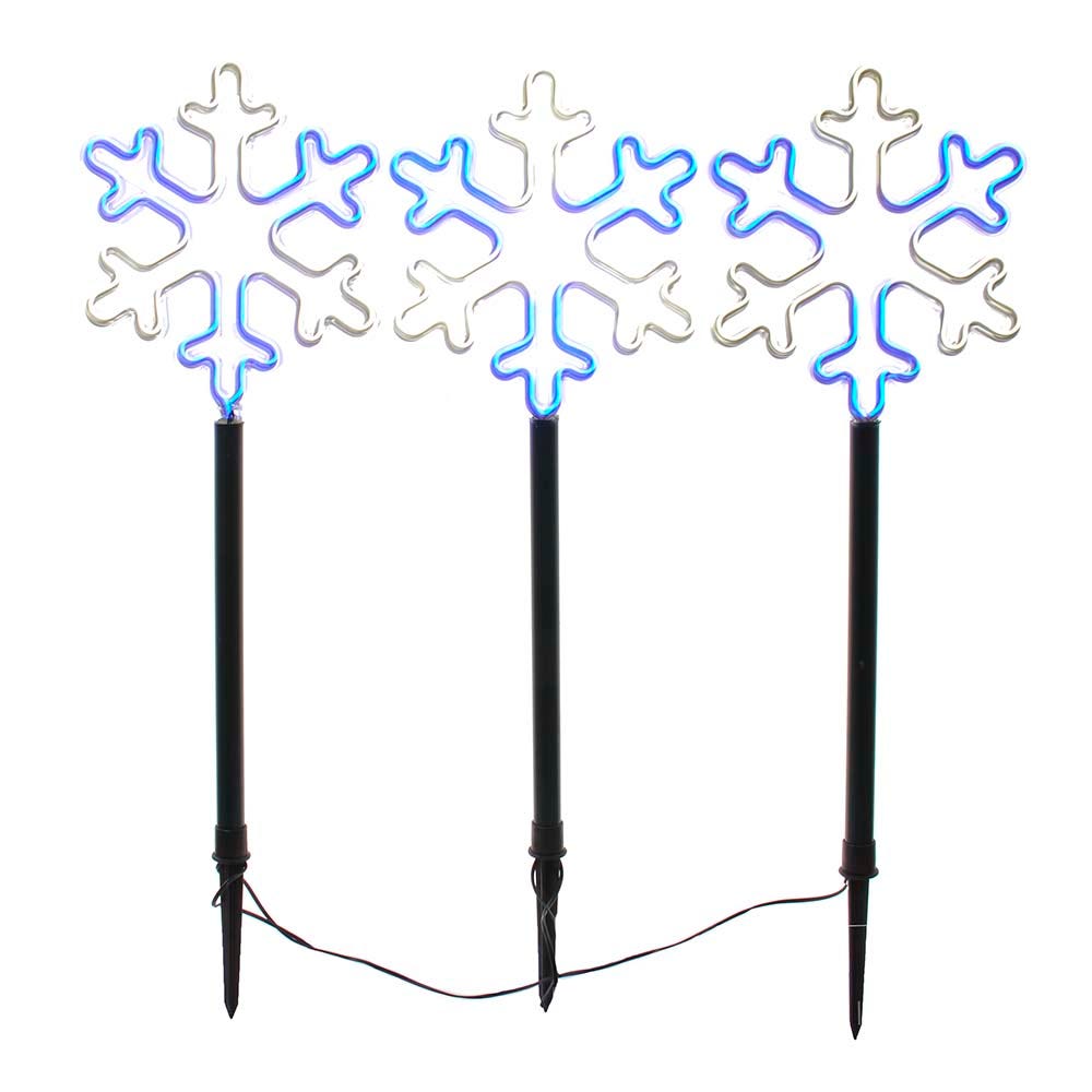26" Cool White/Blue LED Snowflake Yard Stake Set | Kurt Adler