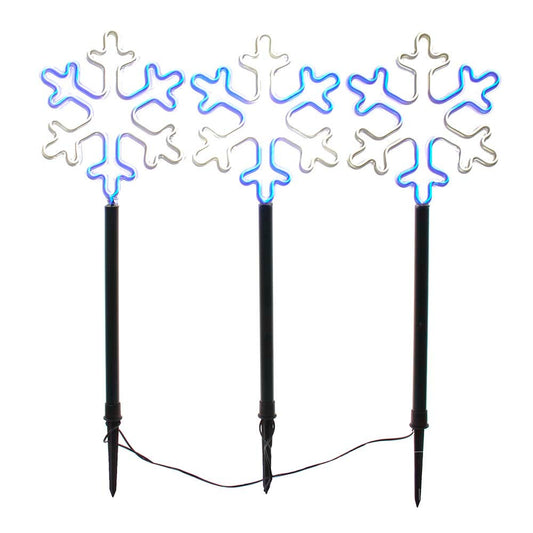 26" Cool White/Blue LED Snowflake Yard Stake Set | Kurt Adler