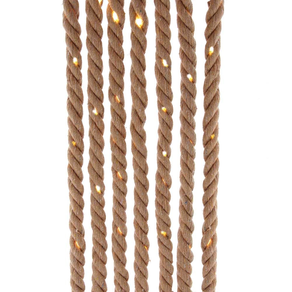 Kurt S. Adler 30-Light 118-Inch Battery-Operated Natural Brown Rope Light Set with Warm White Super Bright LED Bulbs