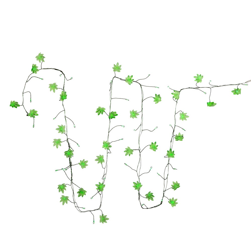 Kurt S. Adler Light Battery-Operated Cannabis Cluster Garland, 72-Inches, Green