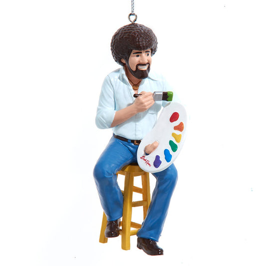 Kurt Adler 4 Inch Bob Ross on Stool Painting Ornament