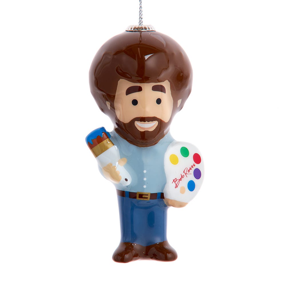 Kurt Adler Bob Ross with Palette Decoupage Ornament 3.5 Inch