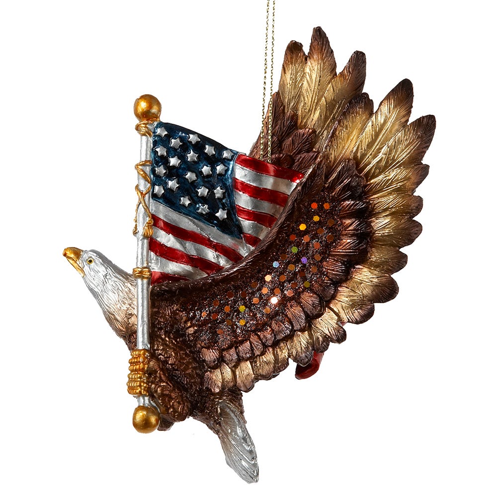 Kurt Adler Resin Patriotic Eagle with The American Flag Ornament