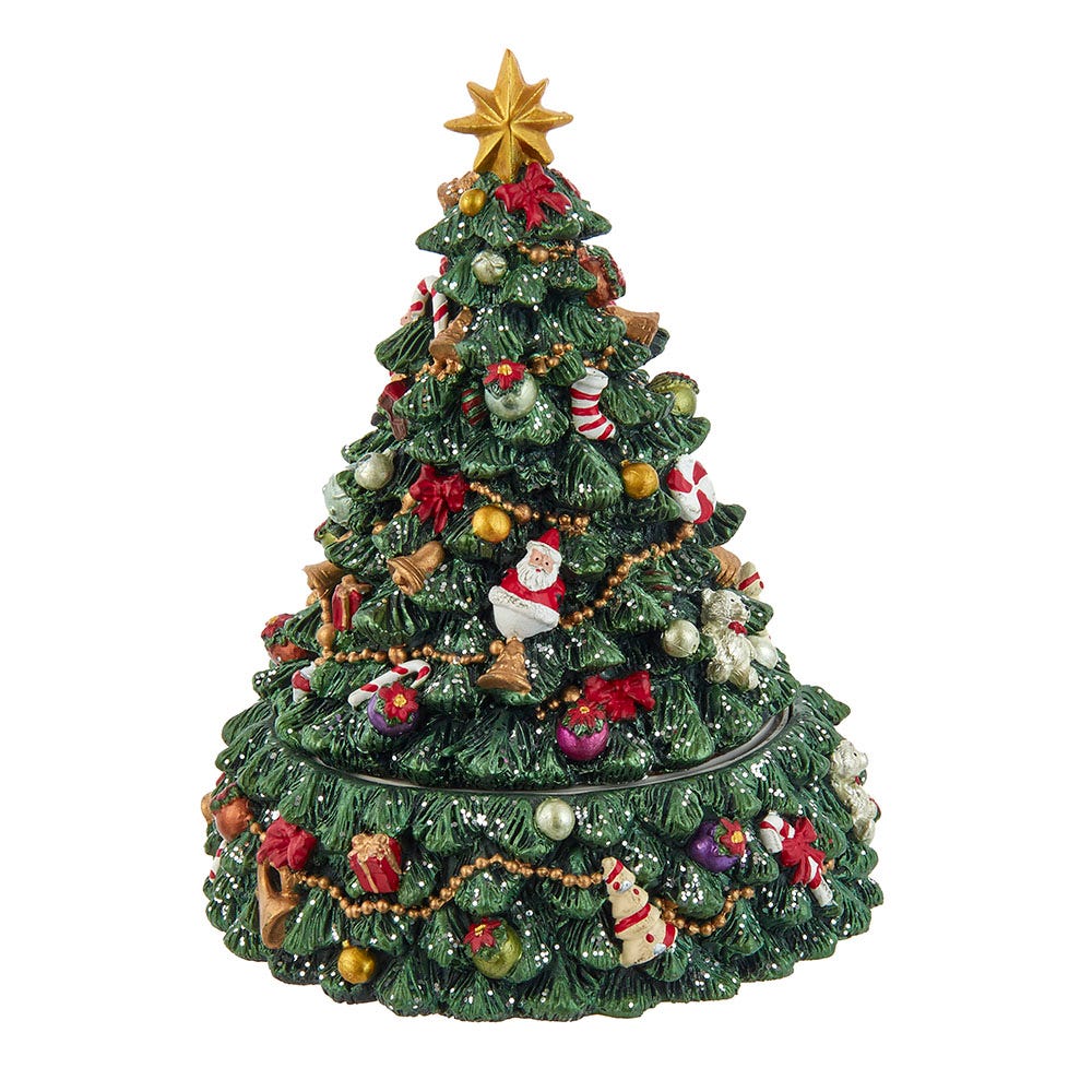 Kurt S. Adler Chrismtas Tree Revolving Music Box, 7-Inch, Multi-Colored