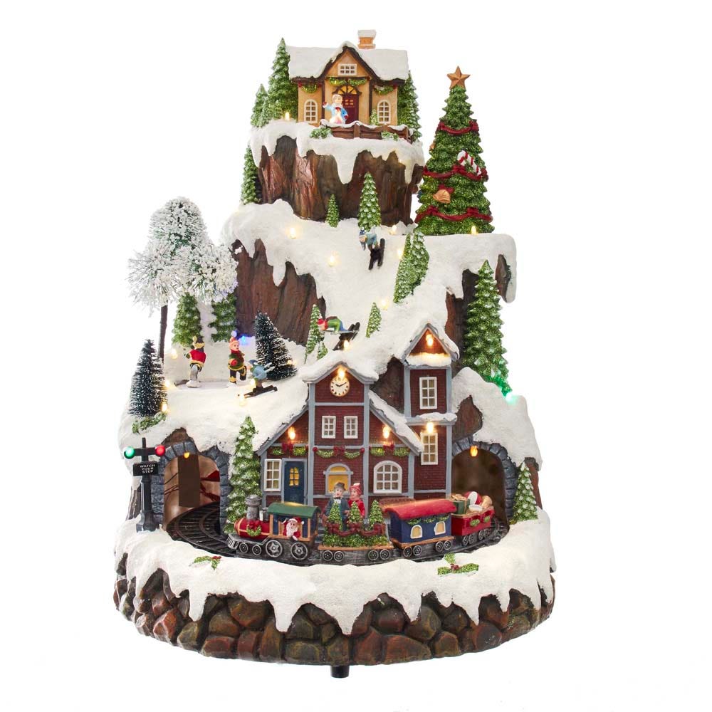 17" Musical LED Village on Mountain Tabletop Display | Kurt Adler
