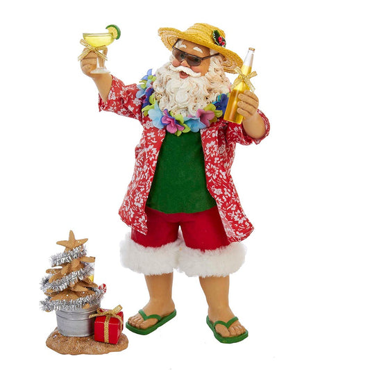 Kurt Adler Fabriche' Beach Santa, 10-Inch, 2-Piece set