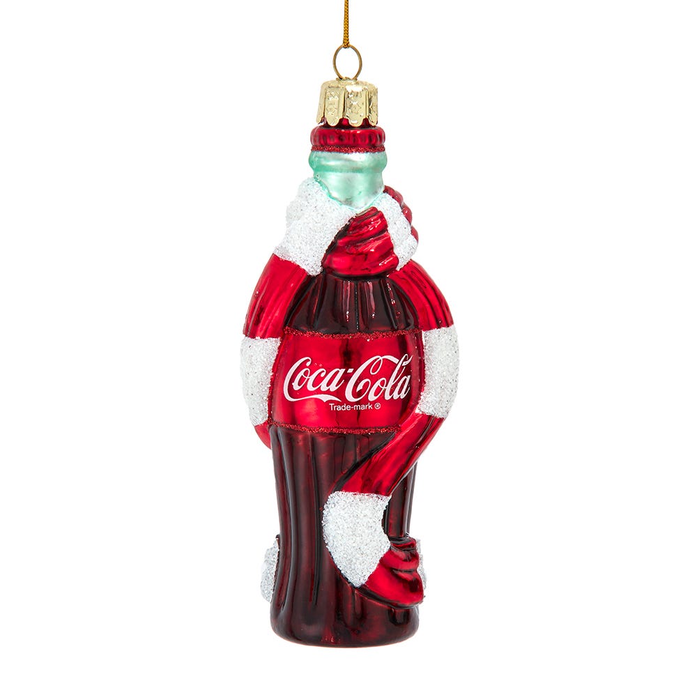 Kurt Adler 5-Inch Glass Coca-Cola Bottle with Scarf Ornament