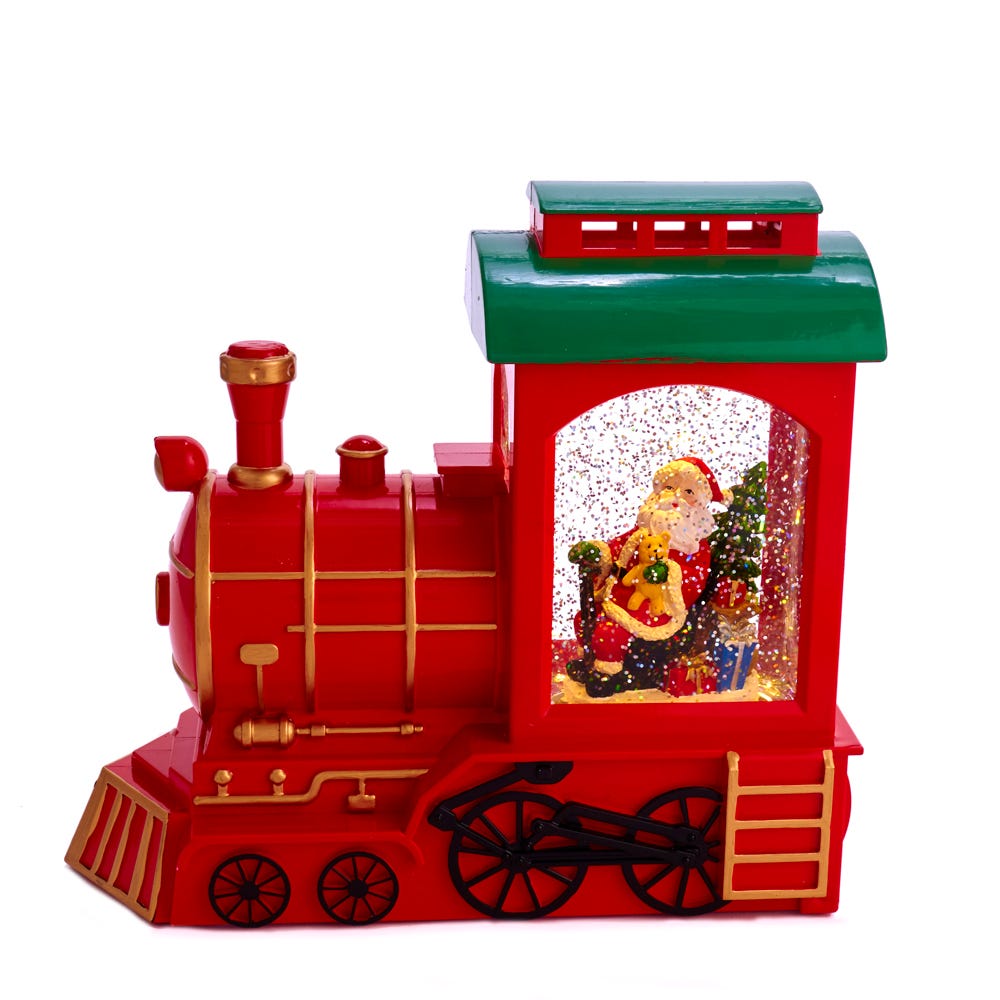 Kurt Adler 9.6-Inch Battery-Operated Train and Santa Motion Table Piece