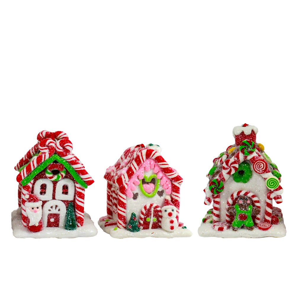 3.5" Battery-Operated Gingerbread LED Candy House Set (3-Piece) | Kurt Adler