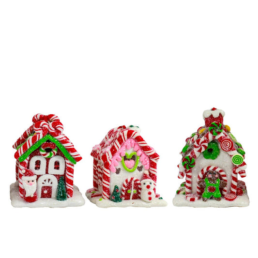 3.5" Battery-Operated Gingerbread LED Candy House Set (3-Piece) | Kurt Adler
