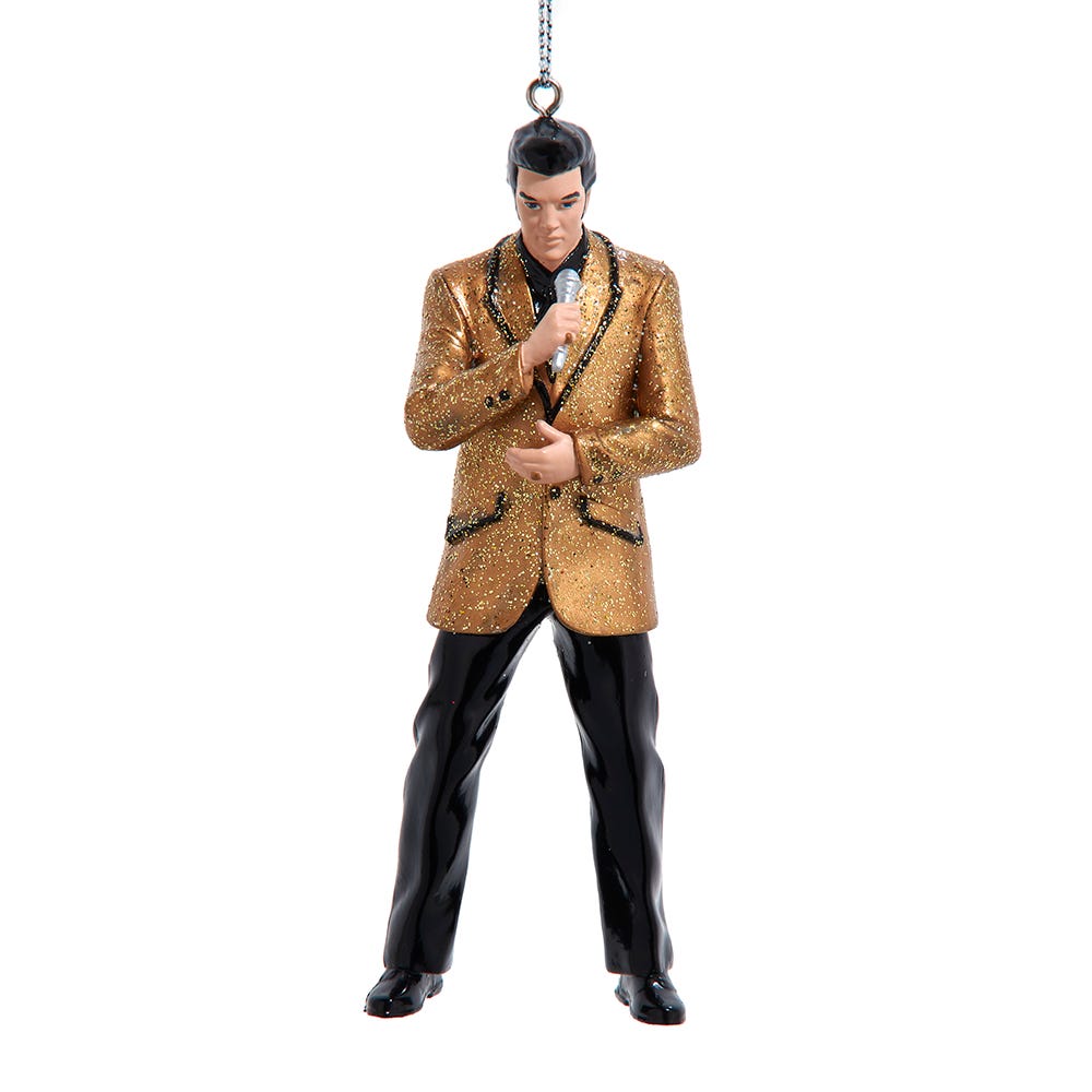 Elvis Presley Christmas Ornament Officially Licensed Gold Jacket Singer Christmas Tree Decoration - 4.5 Inch