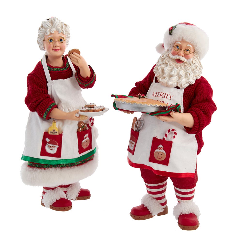 Kurt S. Adler 10.5-Inch Fabriché Mr. and Mrs. Santa, 2-Piece Set