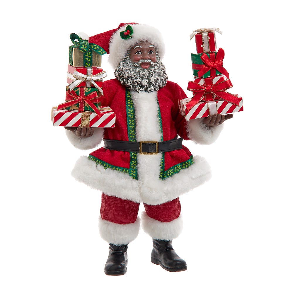 Kurt Adler 10.5-inch Fabriché™ African American Santa with Gifts