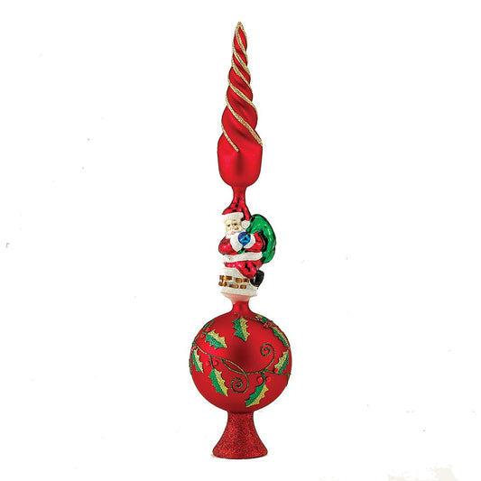 Kurt Adler Glass Santa Claus Design Treetop, 16-Inch