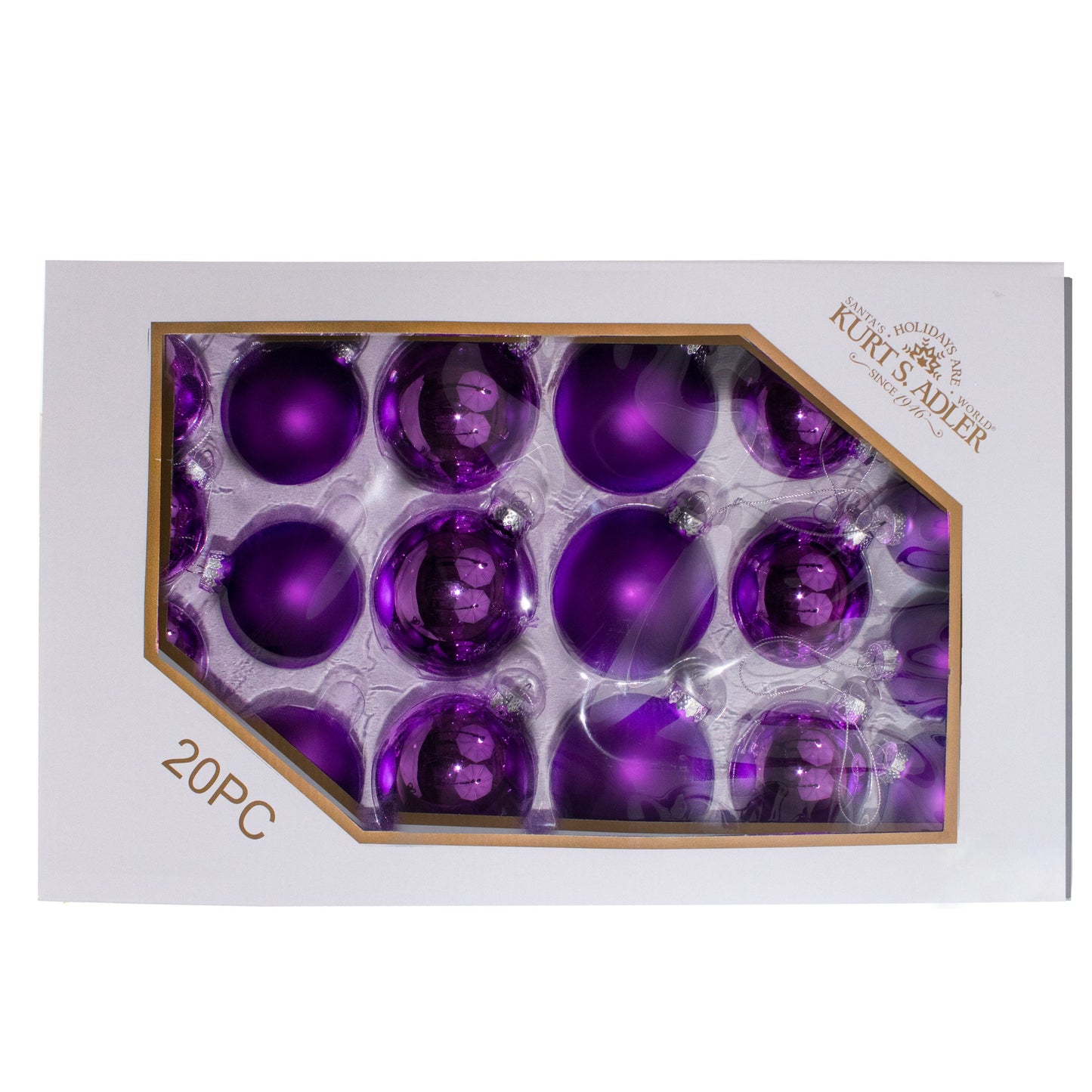 20-Count 60–80 mm Shiny/Matte Purple Christmas Balls | Kurt Adler