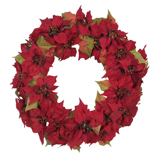 24" Unlit Poinsettia Wreath | Kurt Adler