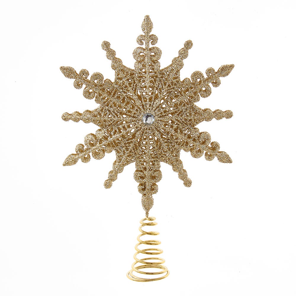 Kurt S. Adler Champagne Gold Star Tree Toppers, 8-Inches