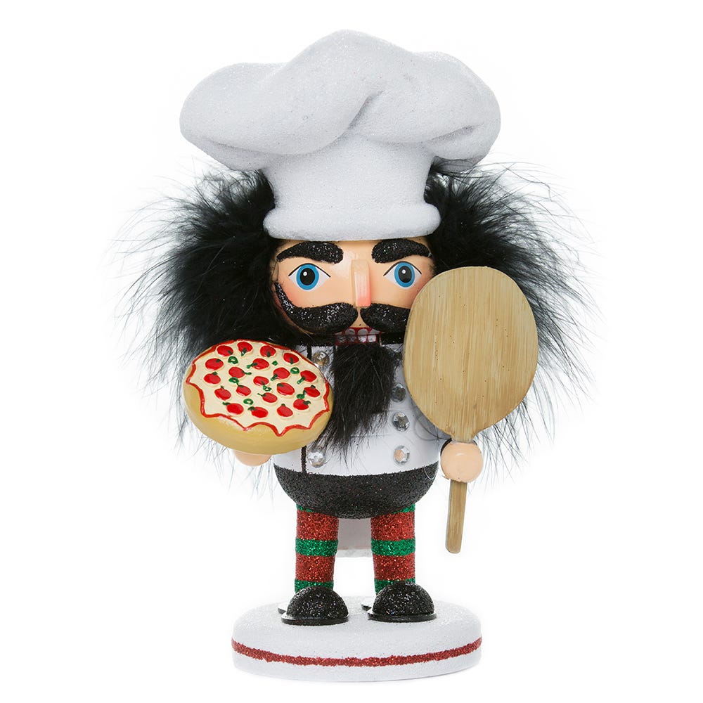 Kurt S. Adler 8-Inch Hollywood Pizza Guy Nutcracker, White