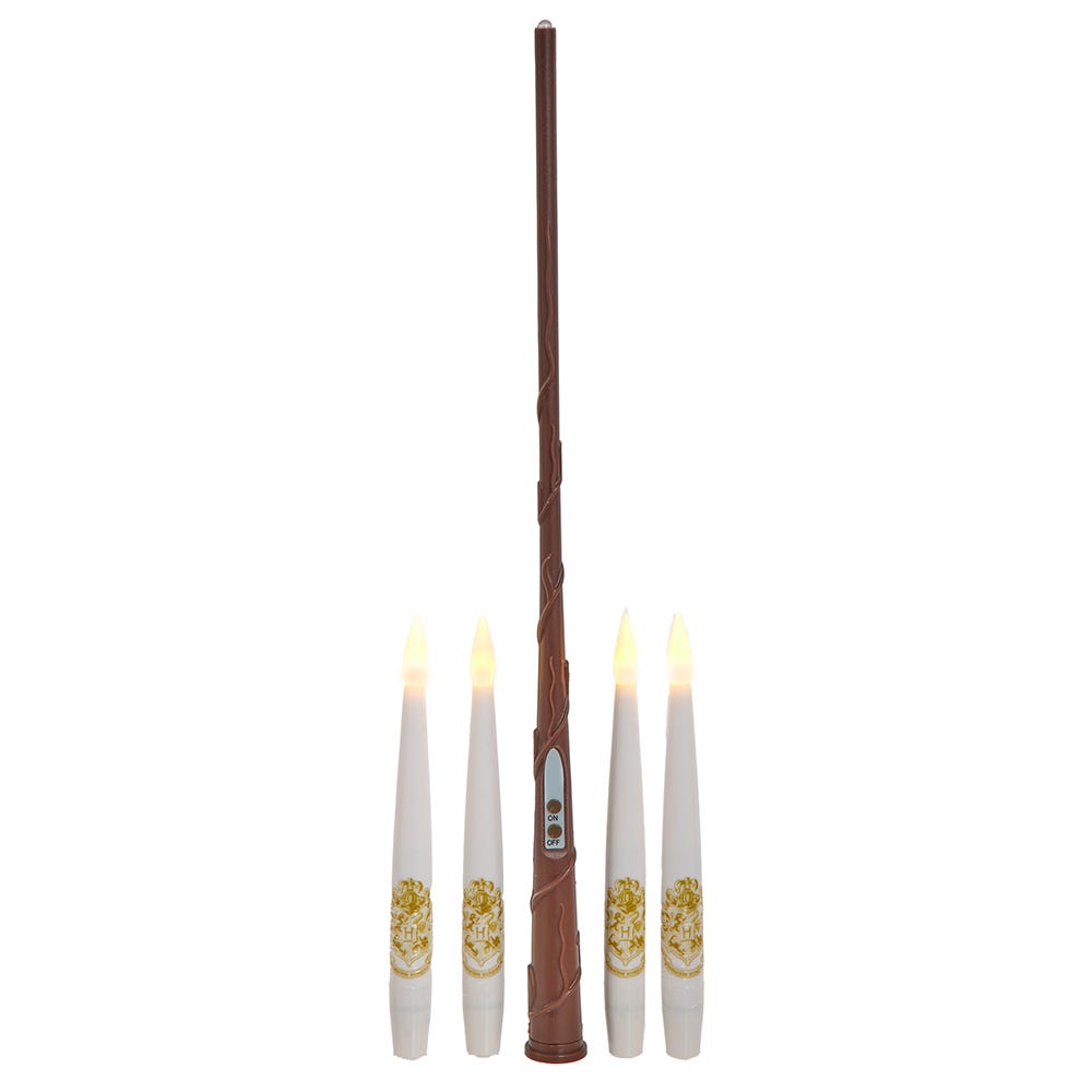 Harry Potter Kurt Adler Battery Operated 10 Floating Candles with Wand Remote Set Lights, White