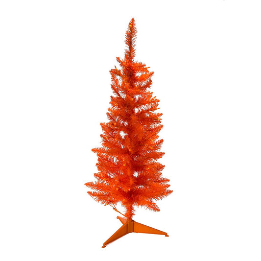 3' Pre-Lit Orange Slim Christmas Tree | Kurt Adler