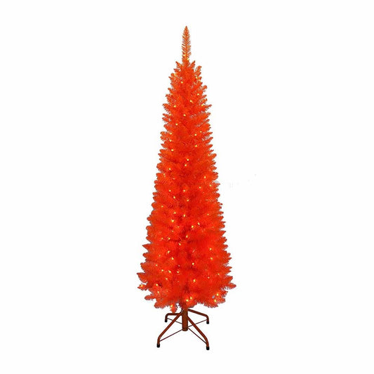 5' Pre-Lit Orange Slim Christmas Tree | Kurt Adler