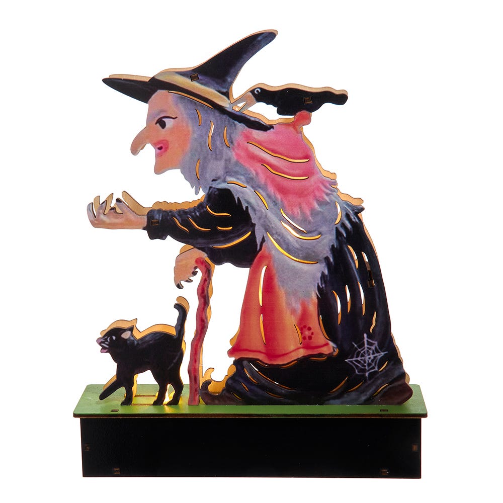 Kurt Adler 10-inch Battery Operated LED Lighted Wooden Witch