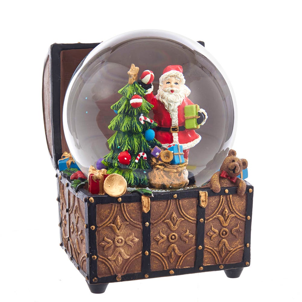 Kurt S. Adler J3259 100mm Wind-Up Musical Santa Water Globe in Treasure Chest