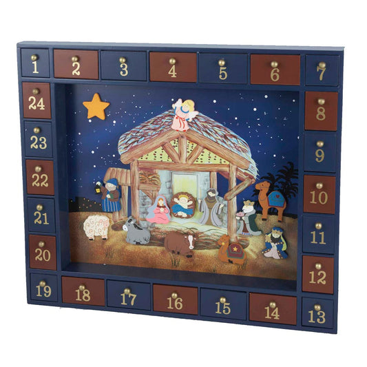 Kurt Adler 16.75-Inch Nativity Advent Calendar, 24 Magnetic Pieces
