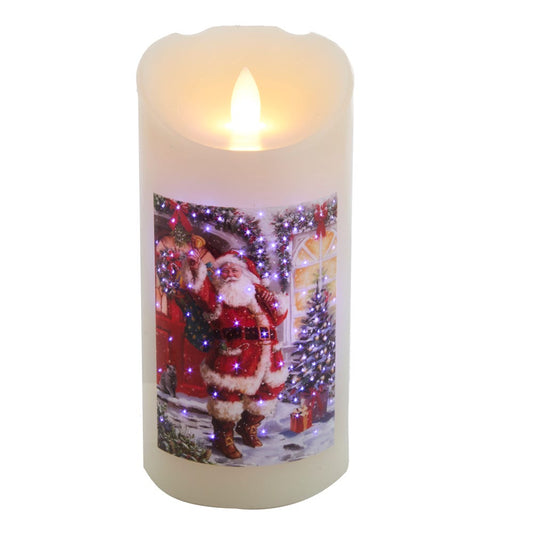 7" Battery-Operated Fiber-Optic LED Santa Wax Candle | Kurt Adler