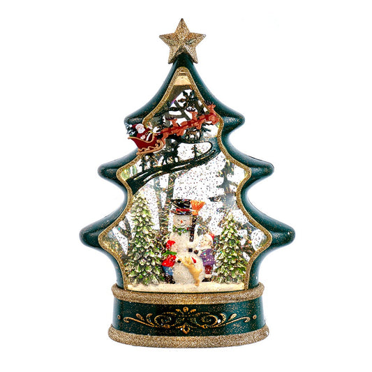 Kurt Adler 11.25 Inch Battery Operated Water Tree with Snowman and Santa