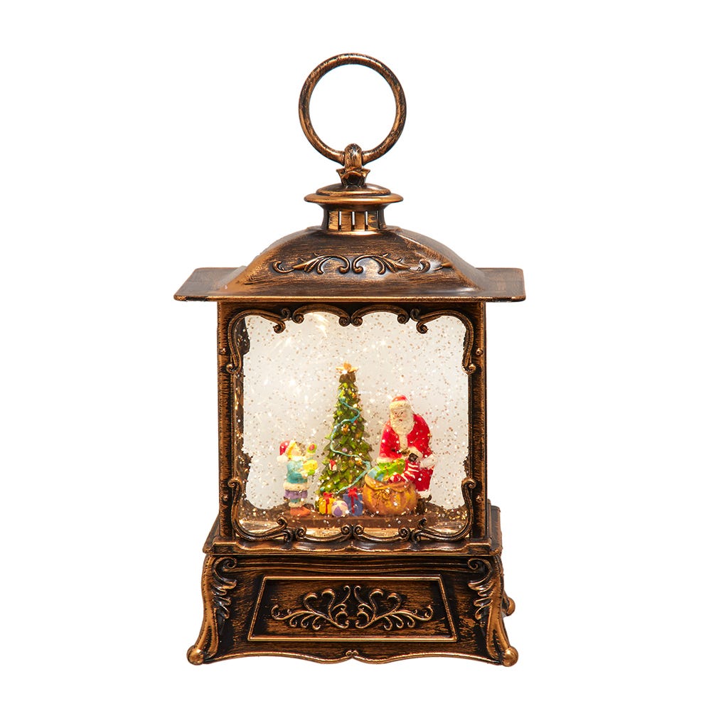 Kurt Adler 8.86-inch Battery Operated LED Santa Swirling Water Lantern