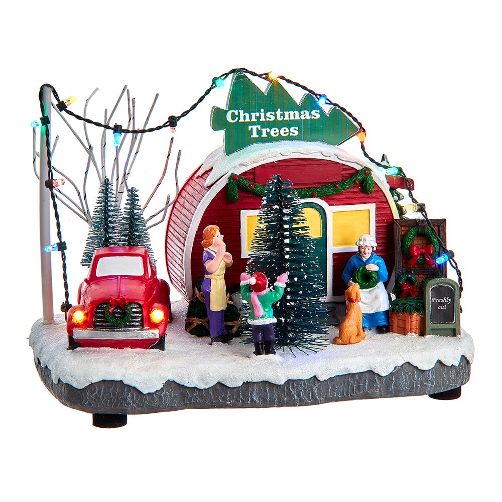 4.7" Battery-Operated Lighted Christmas Tree Shop Village | Kurt Adler