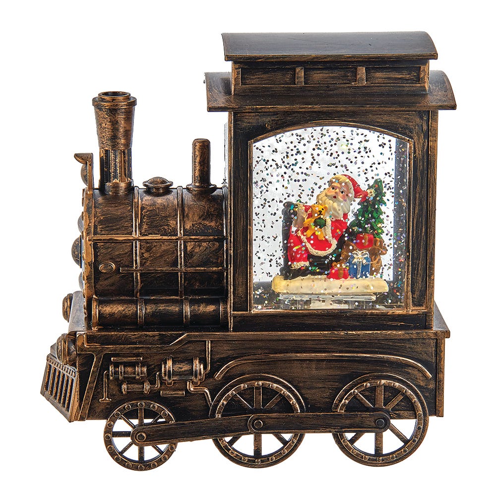 Kurt S. Adler 7-Inch Battery-Operated Musical with Light Santa Water Train and Projector