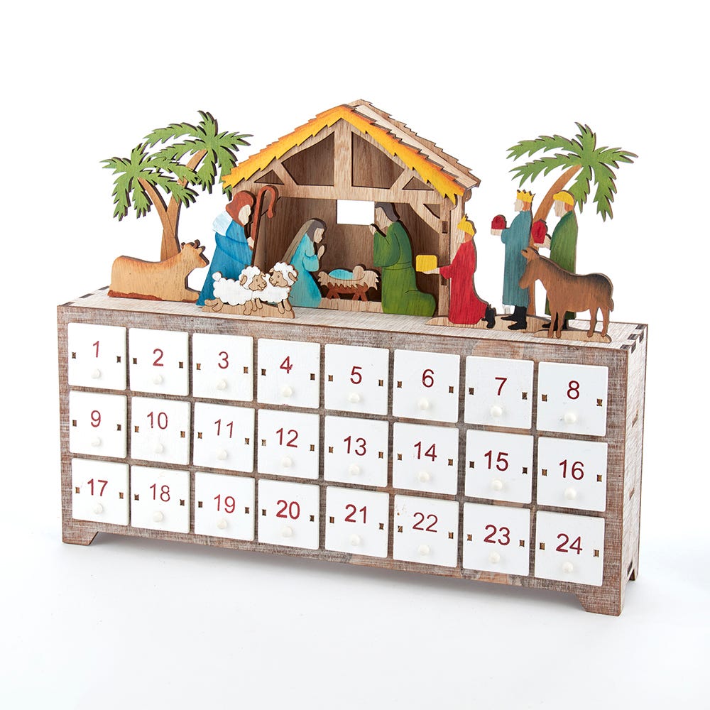 10.4-Inch Battery-Operated Light Up LED Nativity Advent Calendar