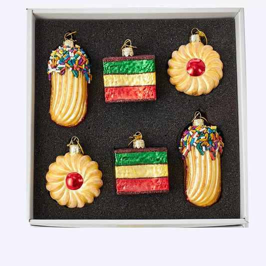 Kurt Adler 2-Inch - 3-Inch Noble Gems Glass 6-Piece Cookie Ornament Set