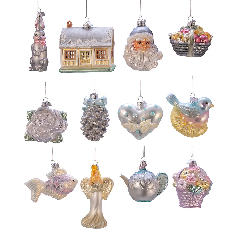 Kurt S. Adler 3 to 4.375-Inch Glass Bridal Ornament Set, 12 Piece Set