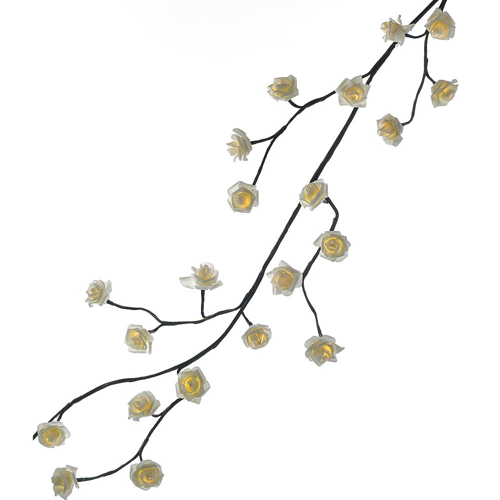 6' Green Garland with 48 Warm White Rose Lights | Kurt Adler