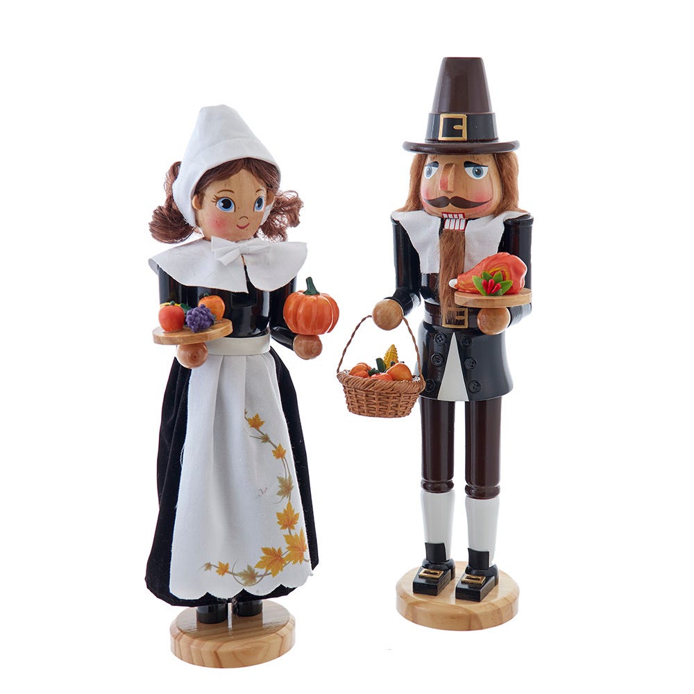 Kurt Adler 15 Inch Pilgrim Man & Woman Nutcracker 2 Piece Set