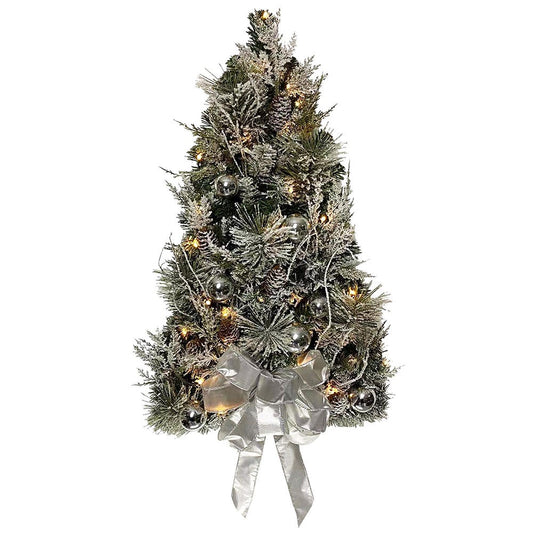 26" Battery-Operated Pre-Lit Snowy Silver Wall Tree | Kurt Adler