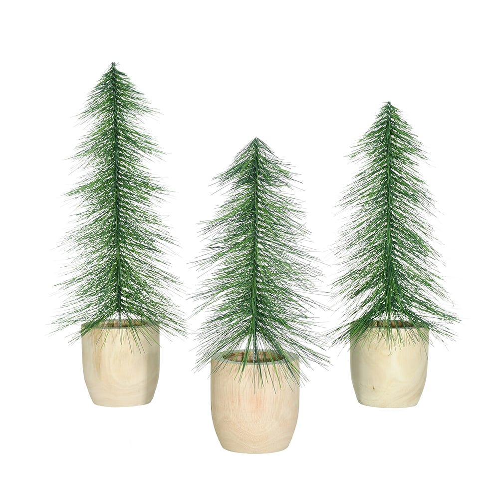 Kurt Adler 15-19 Inch Mini Slim Potted Tree Set, Set of 3
